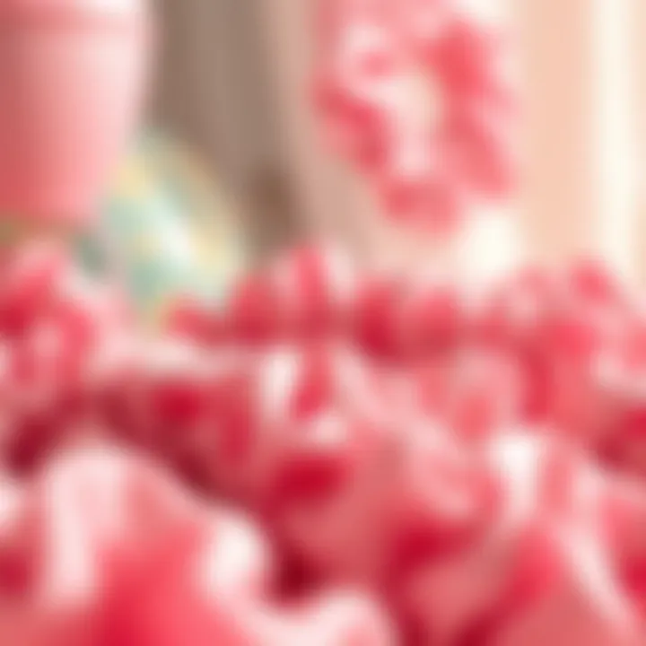 Artistic Display of Pink Satin Scrunchies Elegant pink satin scrunchies displayed artistically