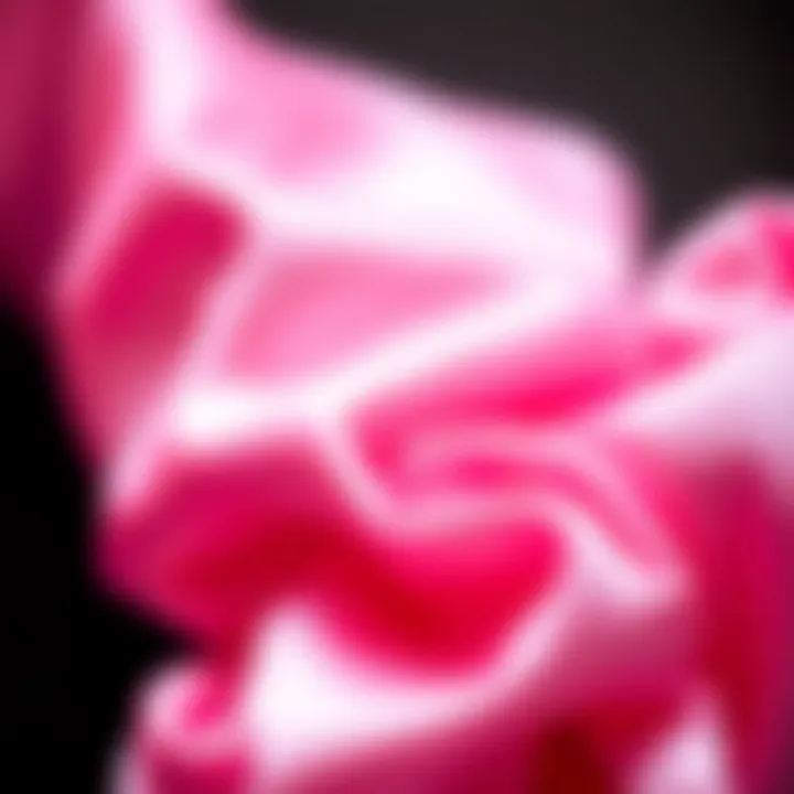 Texture of Pink Satin Material Close-up of pink satin fabric showcasing texture