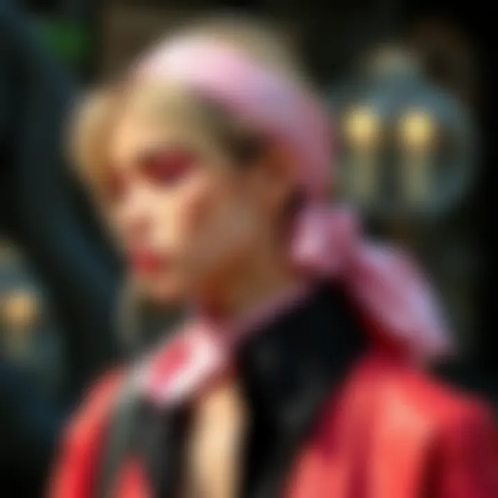 Fashion Ensemble Featuring Pink Satin Scrunchie Fashionable outfit complemented by a pink satin scrunchie