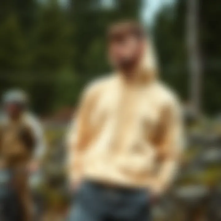 Fashion Meets Nature: Hoodie Sets in the Great Outdoors An outdoor setting featuring a fashionable zip-up hoodie set complemented by nature