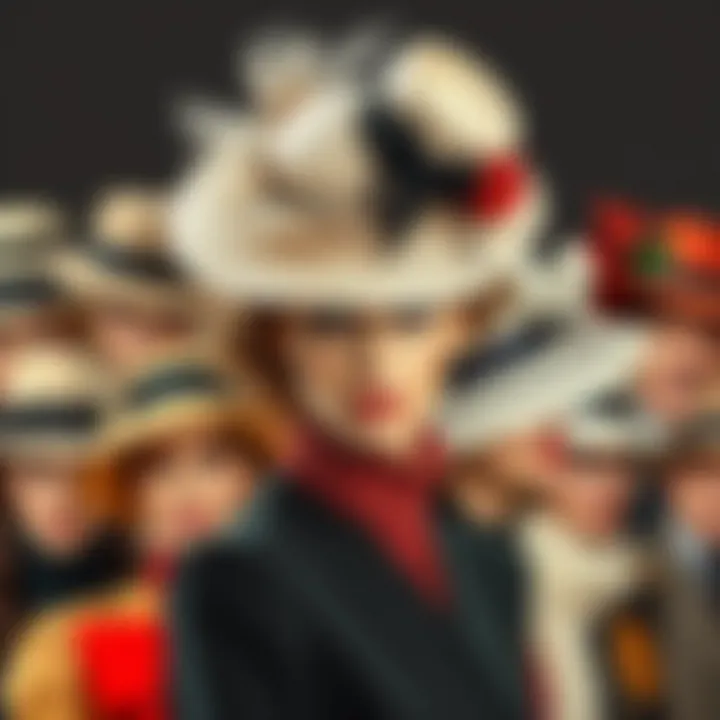 A collage of fashion icons wearing various styles of hats