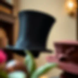 Artistic representation of a vintage top hat and a classic wide-brimmed hat