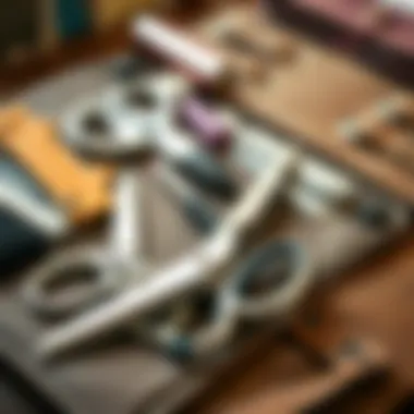 An organized travel kit featuring TSA approved sewing scissors among other essential crafting tools.