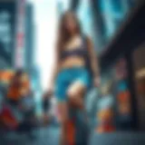 Trendy bike shorts in urban fashion setting