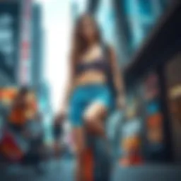 Trendy bike shorts in urban fashion setting