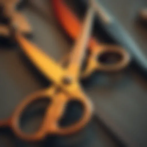A close-up view of TSA approved sewing scissors showcasing their sharp blades and ergonomic design.