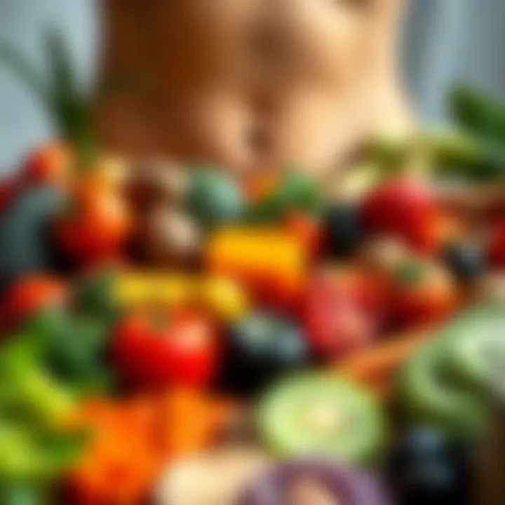 Nourishing Foods for a Toned Midsection A colorful array of healthy foods promoting a toned midsection