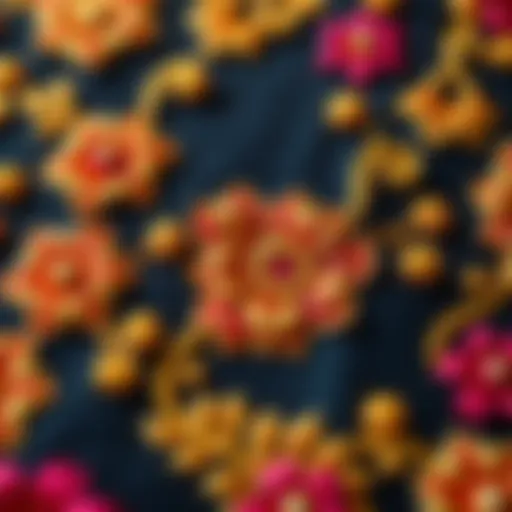 An intricate digitized embroidery design featuring floral patterns.