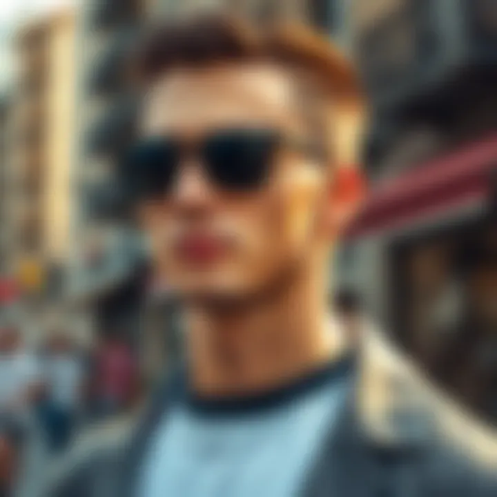 Urban Style with Sunshade Sunglasses A fashionable individual wearing sunshade sunglasses in an urban setting