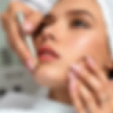 Proper Technique for Double Chin Massage User demonstrating proper technique using a double chin massage tool