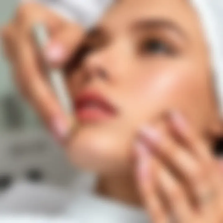 Proper Technique for Double Chin Massage User demonstrating proper technique using a double chin massage tool