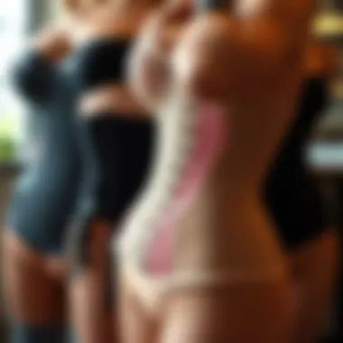 Diverse Styles and Materials of Waist Trainers Different styles and materials of waist trainers displayed aesthetically