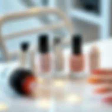 Types of Nail Primers An elegant display of different types of nail primers arranged on a pristine surface.