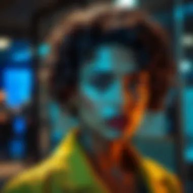 Stylish individual wearing a very short curly wig in a trendy setting