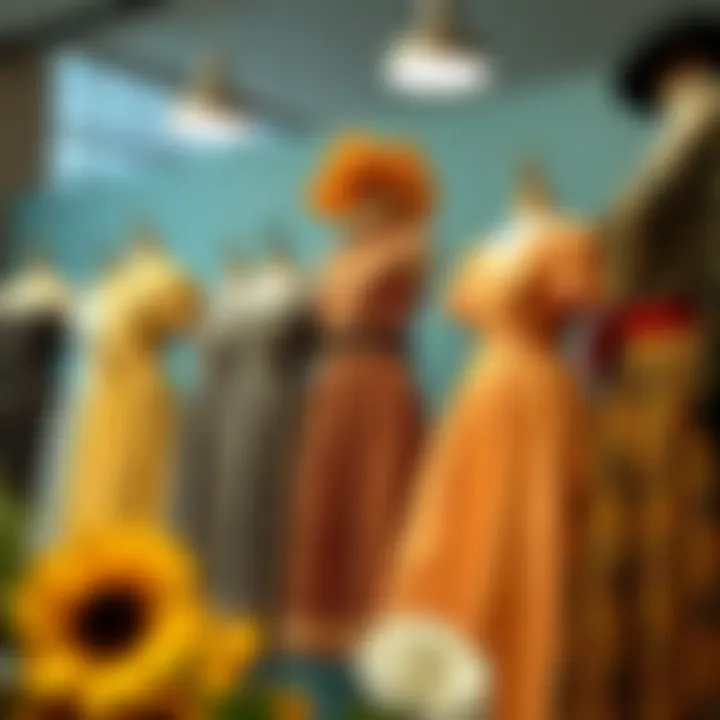 Colorful array of vintage dresses representing different American eras