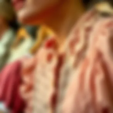 Close-up of the craftsmanship involved in American-made vintage dresses