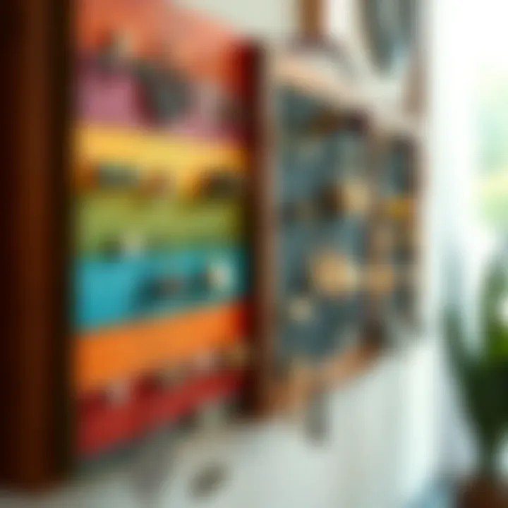 Wooden Earring Display Colorful earring organizer made of wood with various earring styles